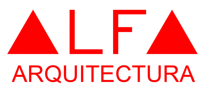 Logo ALFA Arquitectura en color rojo, diseño moderno para empresa de arquitectura y diseño de viviendas.
